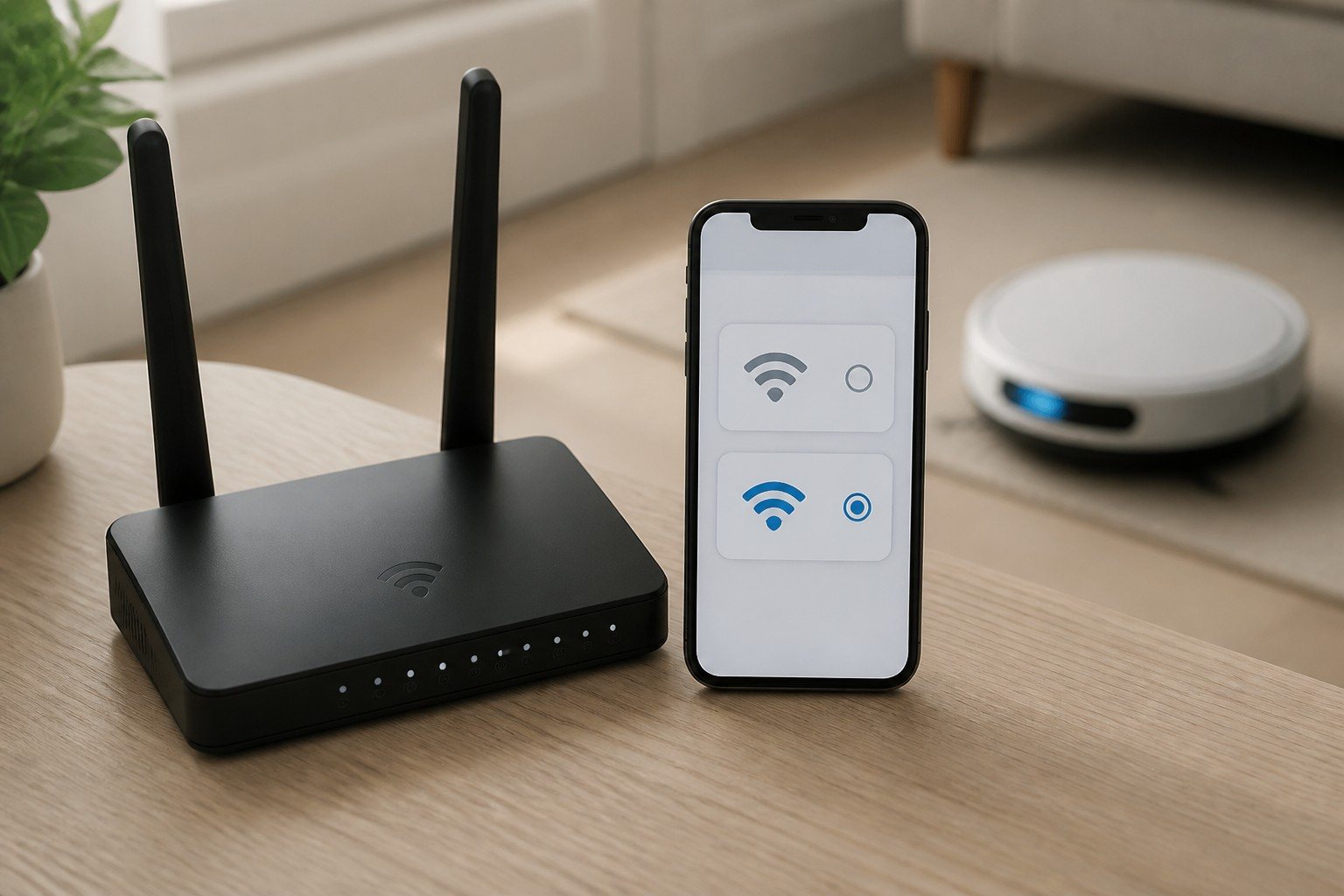 Persona configurando en el router las bandas de 2,4 y 5 GHz